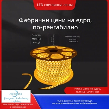 LED лента с високо напрежение, двойна редица, водоустойчива за външно осветление, 220V, мека амбиентна светлина