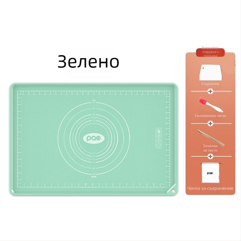 Силиконова дъска за месене, хранителен клас, удебелена и голяма, сгъваема; против приплъзване и незалепваща, с измервателни марки