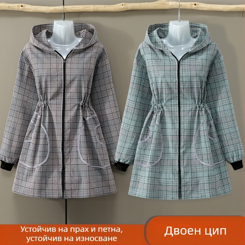 Памучна престилка с дълги ръкави за кухнята, с цип, устойчива на замърсяване, модерен стил