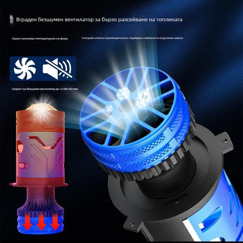 LED лазерни фарове с двойни лещи, интегрирани дълги и къси светлини H4, супер концентрирана LED автомобилна светлина