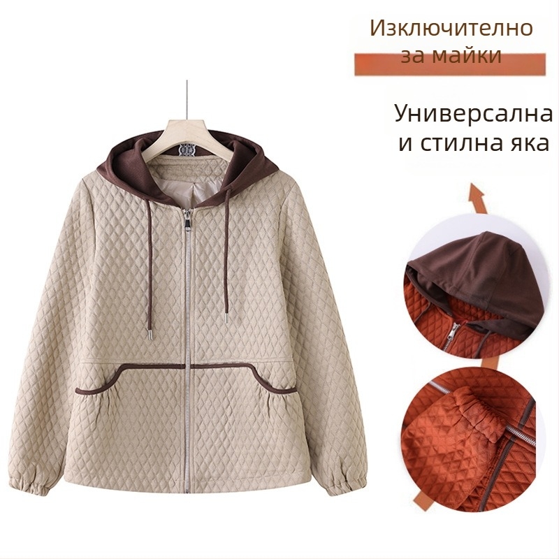 Есенно късо яке за жени от средна възраст и майки, стилен ежедневен топ