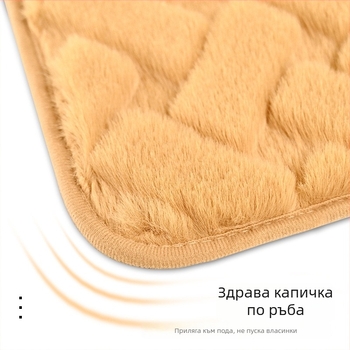 Комплект от две микрофибърни постелки за баня и входна врата, водопоглъщащи, с изкуствена козина, противохлъзгащи, едноцветни