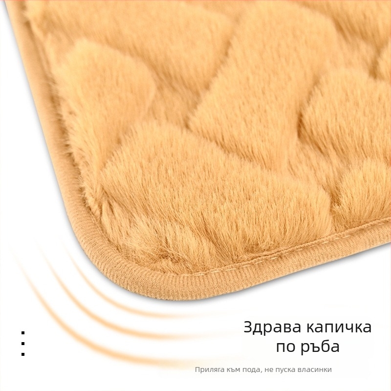 Комплект от две микрофибърни постелки за баня и входна врата, водопоглъщащи, с изкуствена козина, противохлъзгащи, едноцветни