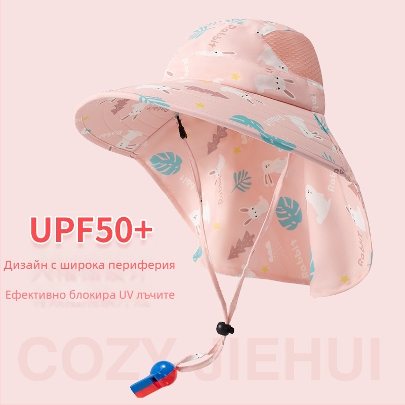 Детска шапка за слънце с широка козирка, UV защита, дишаща, рибарски стил, за лято