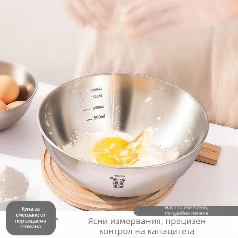 304 неръждаема стомана, дълбока купа за месене и разбиване на яйца, кухненска купа с измервателна скала, голям капацитет