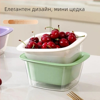 Мини двуетажна кошница за плодове, пластмасова кошница за отцеждане, за кухня и дневна