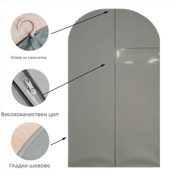 Чанта за съхранение на дрехи, прахозащитен калъф за костюми, екологичен дебел нетъкан текстил