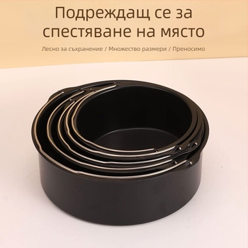 Удебелена кръгла форма за торта от въглеродна стомана за домашна употреба, аксесоар за фритюрник с въздух, незалепваща тава за печене.