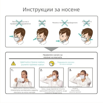 Medicom медицинска маска, еднократна, нетъкан текстил, трислойна защитна маска за медицинска употреба