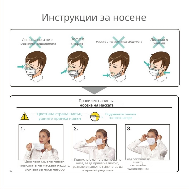 Medicom медицинска маска, еднократна, нетъкан текстил, трислойна защитна маска за медицинска употреба