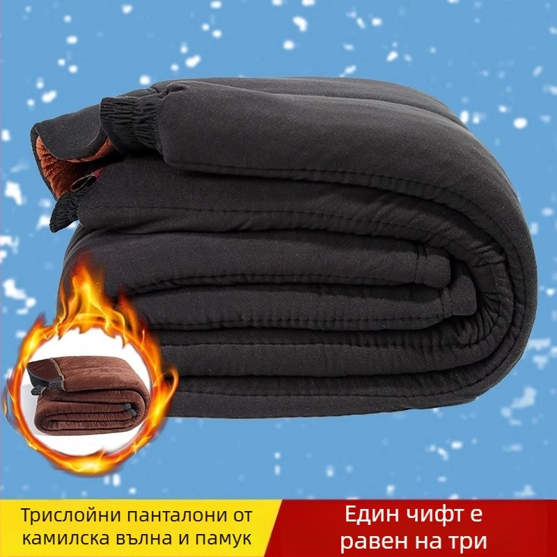 Зимни дамски панталони за възрастни, подплатени с флис, дебели и удобни, флорален принт за външно носене
