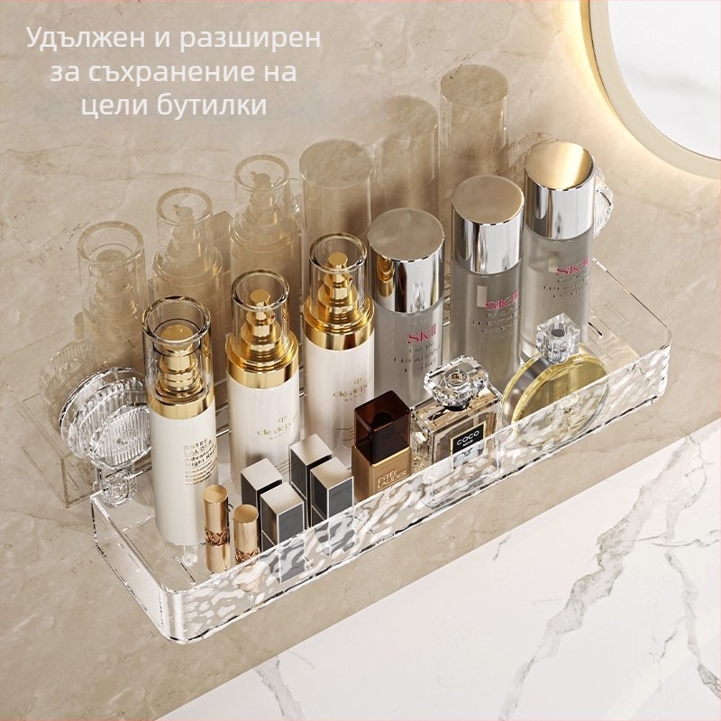 луксозна безпробивна дълга лента за съхранение с водно‑вълнов дизайн, за кухня и баня, стенен органайзер с вакуумна чашка, скандинавски стил
