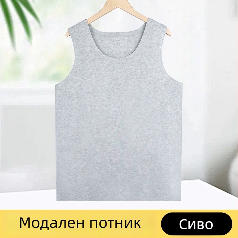 Летен безшевен лек мъжки спортен потник, дишащ, бързосъхнещ, модал