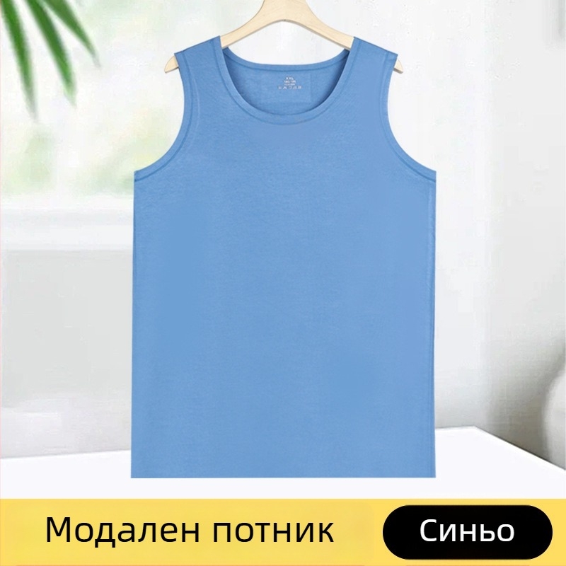 Летен безшевен лек мъжки спортен потник, дишащ, бързосъхнещ, модал