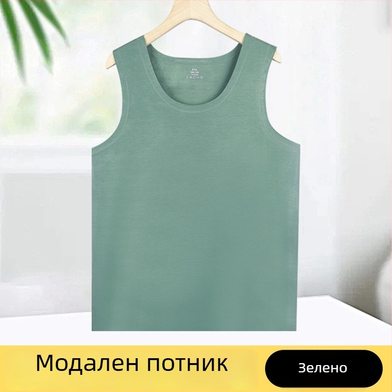 Летен безшевен лек мъжки спортен потник, дишащ, бързосъхнещ, модал