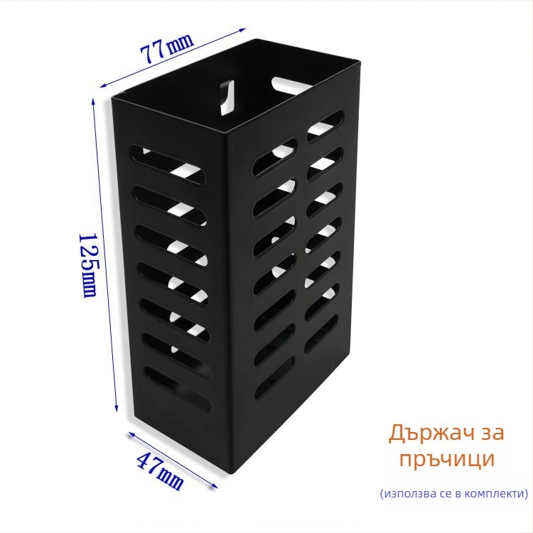 Неръждаема стоманена поставка за съдове, черен, стенен кухненски рафт за съхранение, без пробиване