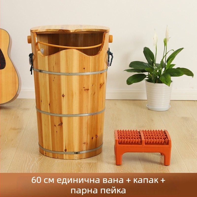 Дървена парна вана за крака за домашна употреба, с контрол на температурата, дълбока до коляното