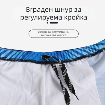 Мъжки плувни къси панталони с голям размер, връзки и принт, за плаж