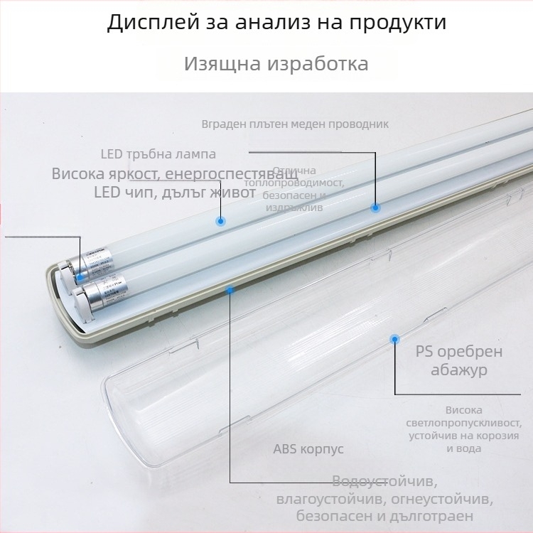 LED T8 тризащитна лампа с капак против насекоми, 1,2 м дневна лампа на стойка, единична или двойна тръба