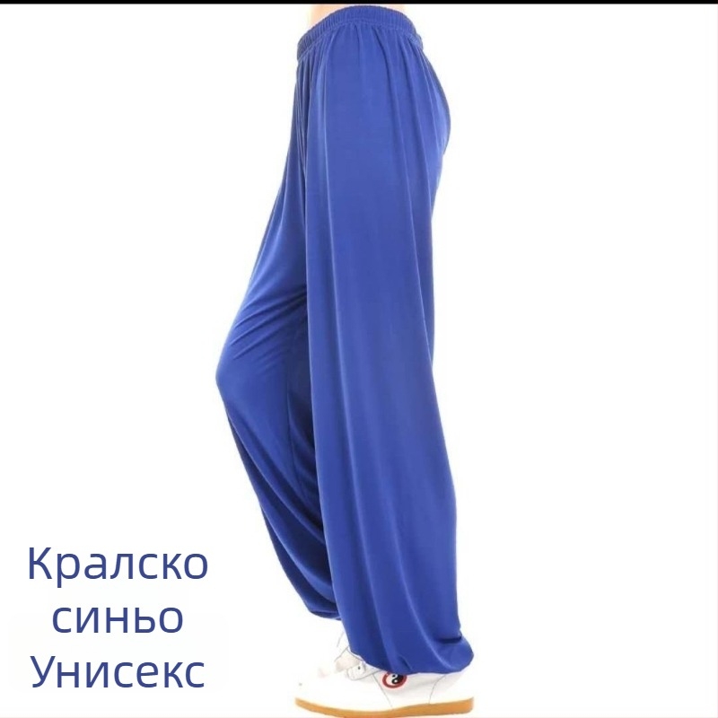 Панталони за Тай Чи от Ice Silk за тренировки, унисекс, голям размер, lantern стил, пролетно-лятно облекло.