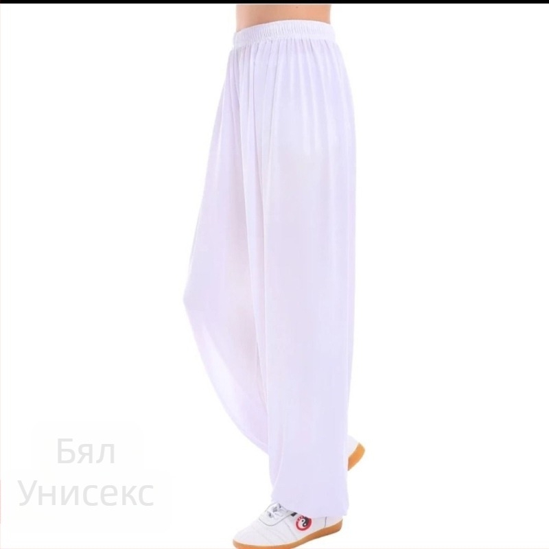 Панталони за Тай Чи от Ice Silk за тренировки, унисекс, голям размер, lantern стил, пролетно-лятно облекло.