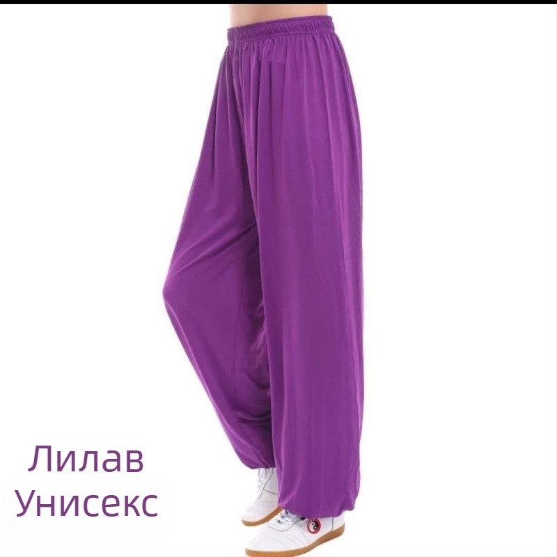 Панталони за Тай Чи от Ice Silk за тренировки, унисекс, голям размер, lantern стил, пролетно-лятно облекло.