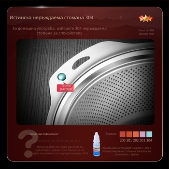 Кухненска кошница за отцеждане в мивката от 304 неръждаема стомана със дръжки – съд за измиване на зеленчуци, отцеждане на ориз и плодове