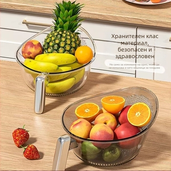Луксозен кухненски комплект за измиване на ориз с цедка и дренажна кошница, многофункционална купа за миене на зеленчуци и плодове