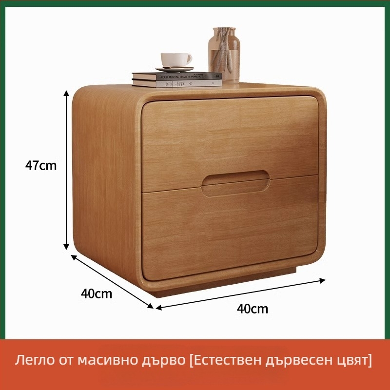 Нощно шкафче от масивно дърво в естествен стил, минималистичен модерен дизайн за спалня, компактно с креативно съхранение