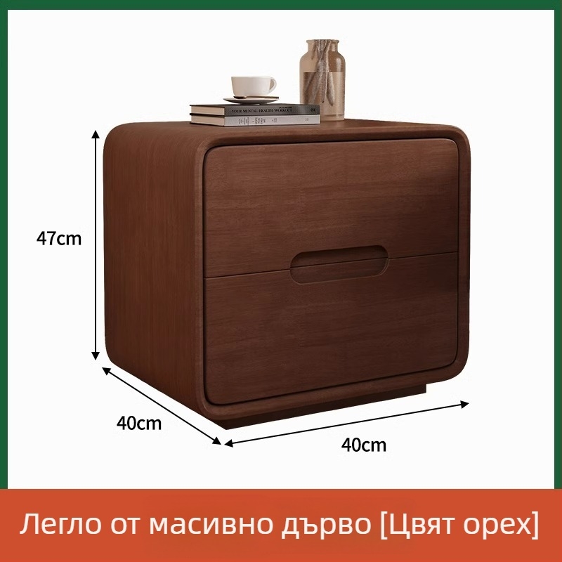 Нощно шкафче от масивно дърво в естествен стил, минималистичен модерен дизайн за спалня, компактно с креативно съхранение