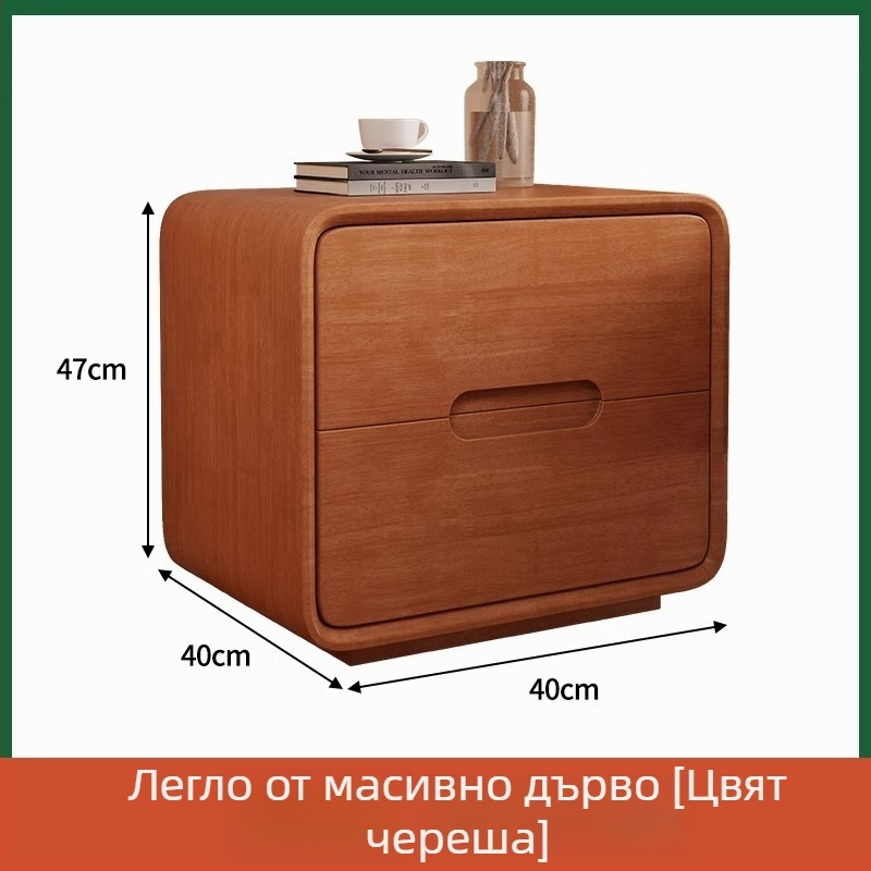 Нощно шкафче от масивно дърво в естествен стил, минималистичен модерен дизайн за спалня, компактно с креативно съхранение