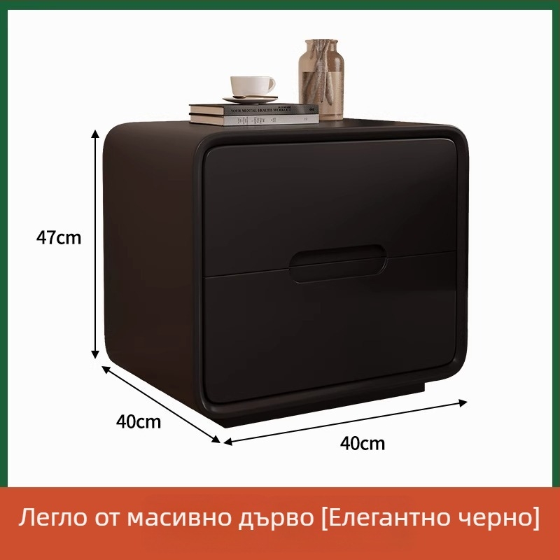 Нощно шкафче от масивно дърво в естествен стил, минималистичен модерен дизайн за спалня, компактно с креативно съхранение
