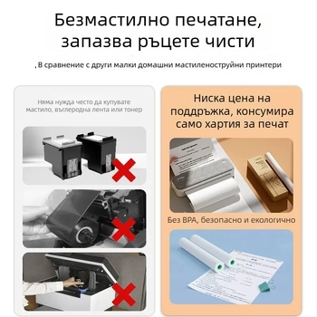 Мини принтер A4 за домашна употреба, преносим принтер без мастило за домашни задачи и учебни листове