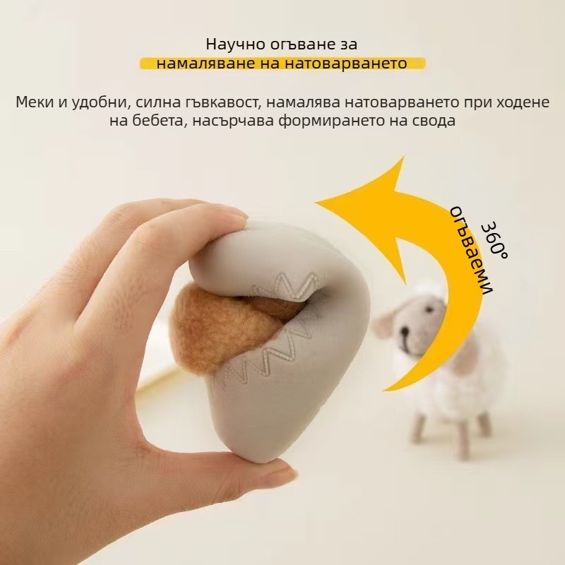 Обувки за прохождане за бебета и малки деца с плюшена подплата, дебели зимни обувки, антихлъзгаща подметка, за възраст 12–36 месеца
