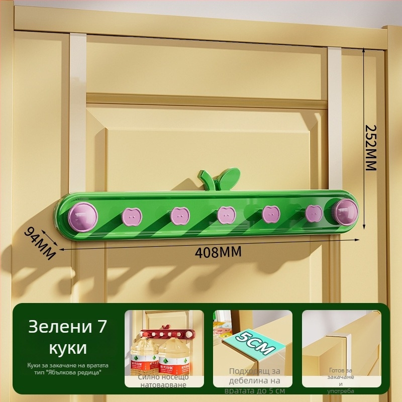 Вакуумна закачалка без пробиване, здраво натоварване, за дрехи и стенно съхранение зад врата