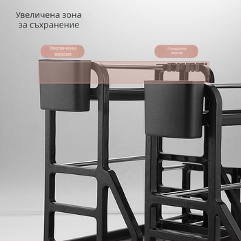 Кухненски рафт за съхранение и подправки, кутия за подправки, държач за ножове без пробиване, поставка за пръчки за хранене на плота, кухненски прибори, многослоен рафт за съхранение