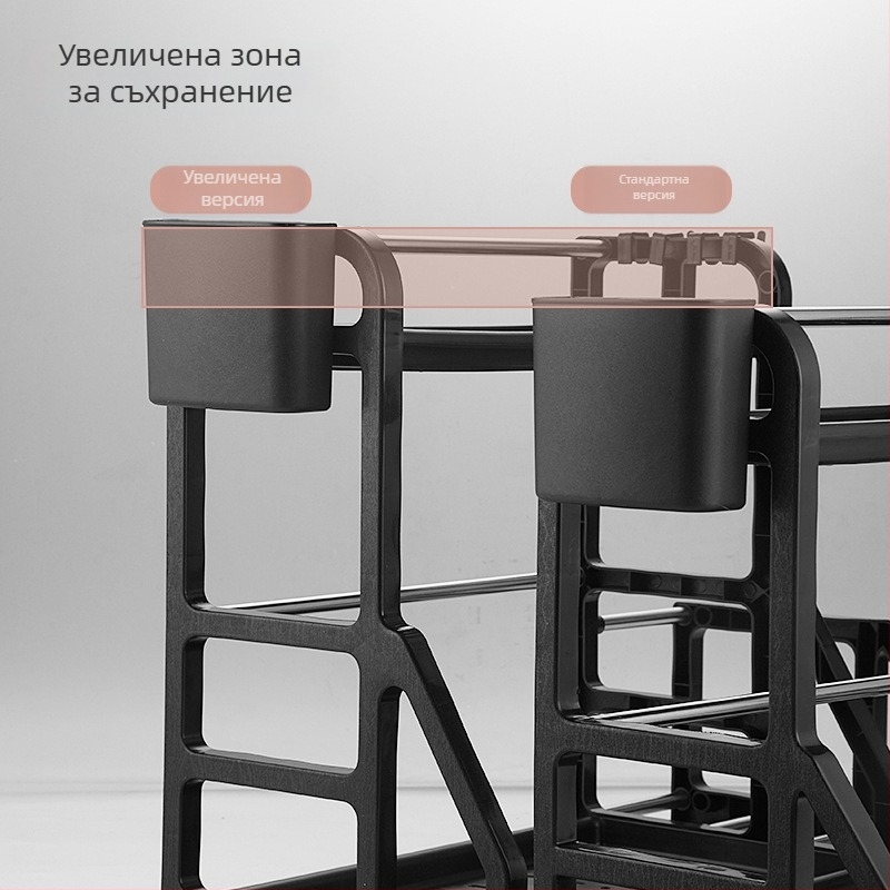 Кухненски рафт за съхранение и подправки, кутия за подправки, държач за ножове без пробиване, поставка за пръчки за хранене на плота, кухненски прибори, многослоен рафт за съхранение