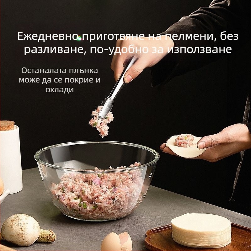 Изключително дебела стъклена купа с капак, голяма термоустойчива за печене и разбиване на яйца, прозрачна салатна купа