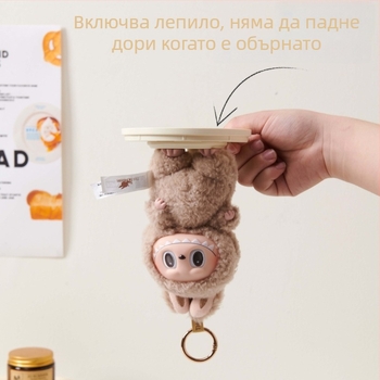 Labubu винилова кукла: калъф за прах, защитен корпус, стойка за кукла и плюшена витрина за изложба