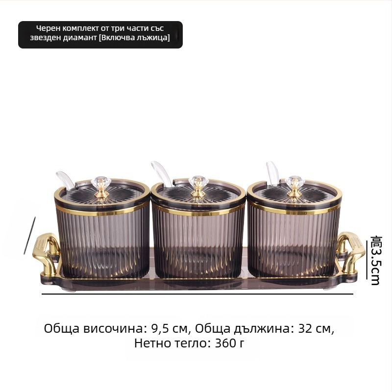 Европейски стил комплект съдове за подправки за кухня, кутия за олио от чили, буркани за сол и съдове за подправки