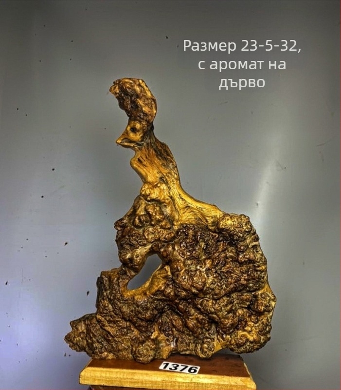 Коренова дървена резба с Guanyin и Maitreya, естествена форма, старинен материал