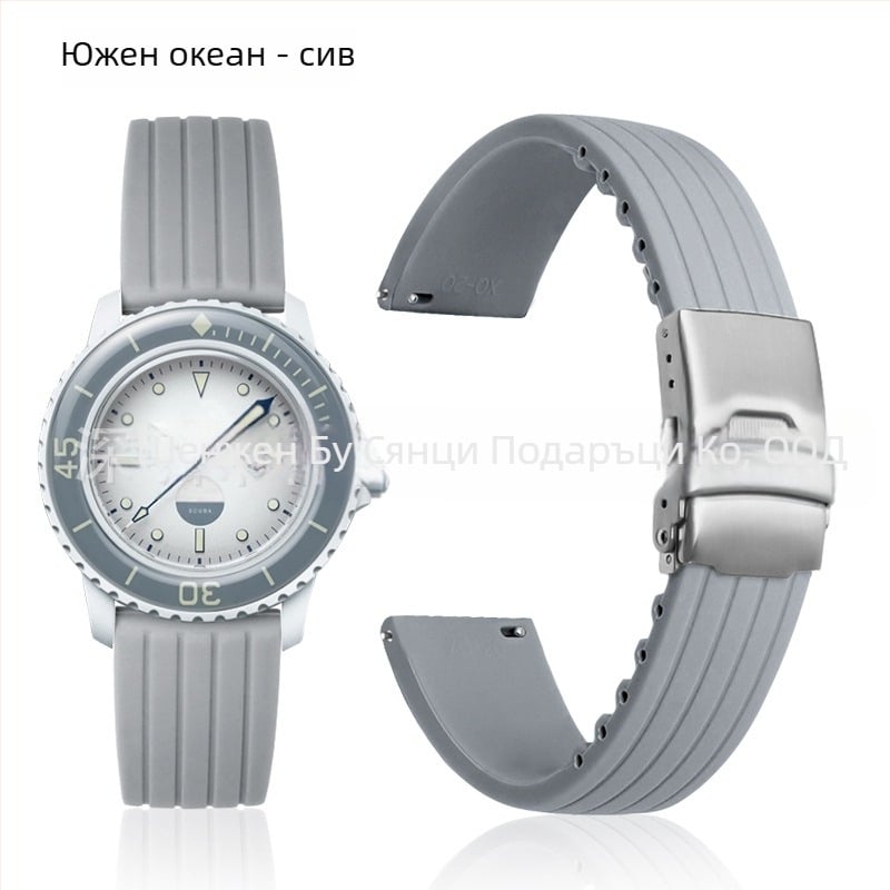 Xiangqi силиконова каишка за часовник 22 мм за Swatch Fifty Fathoms ко-бренд Baobao Five Oceans серия механичен дайвинг часовник