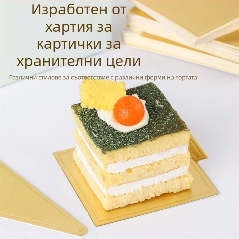 Триъгълна подложка за дъното на кекс със шифон мус, Баск чийзкейк, златен картон
