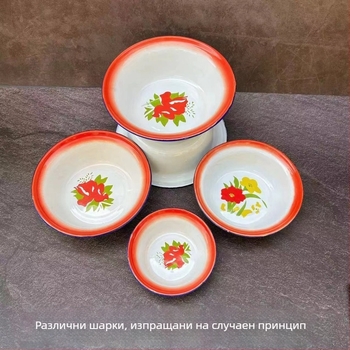 Емайлирана дълбока купа с флорален дизайн, овална форма, мултифункционална купа за супа и разбъркване, диаметри 14–14,9 cm, 16–16,9 cm и 18–18,9 cm