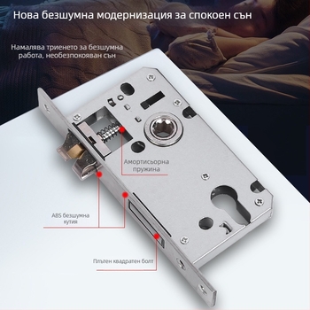 Вътрешна брава за дървени врати с дръжка и двучастна ключалка, цинкова сплав