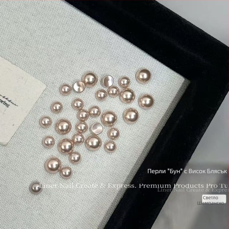 Премиум декорации за маникюр Bun Pearl серия: конкавни полумесеци с циркони, многоцветни, различни размери
