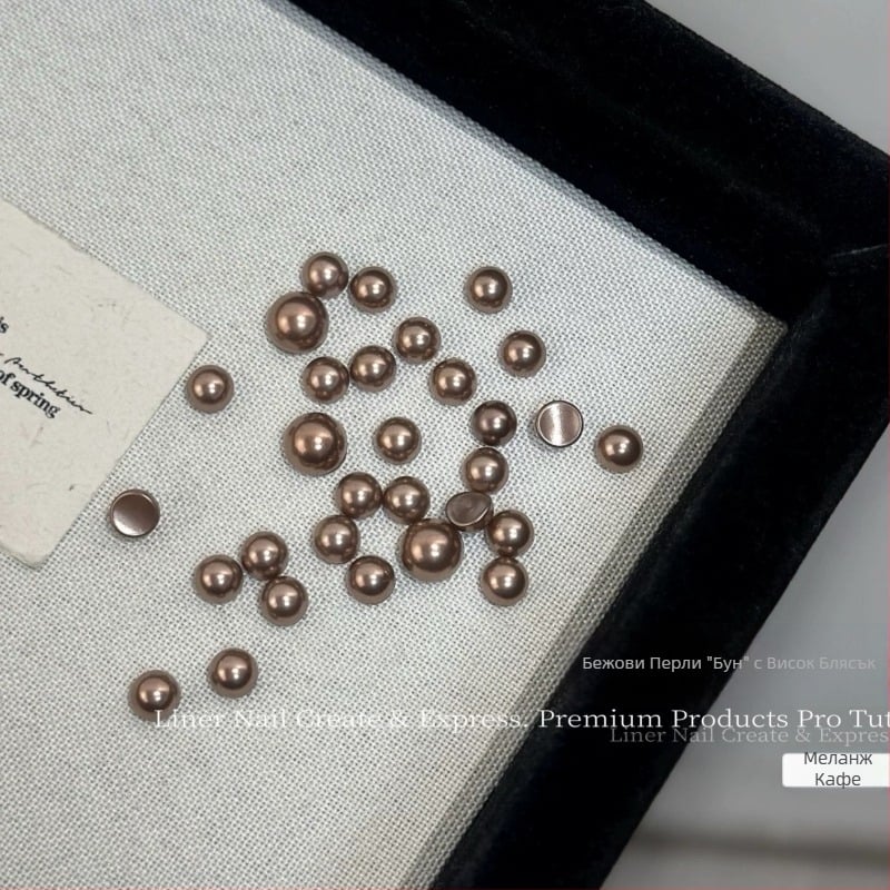 Премиум декорации за маникюр Bun Pearl серия: конкавни полумесеци с циркони, многоцветни, различни размери