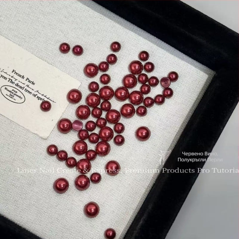 Премиум декорации за маникюр Bun Pearl серия: конкавни полумесеци с циркони, многоцветни, различни размери