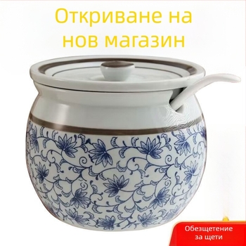 Керамичен кухненски буркан със капак за сол, захар, олио от люти чушки и свинска мас