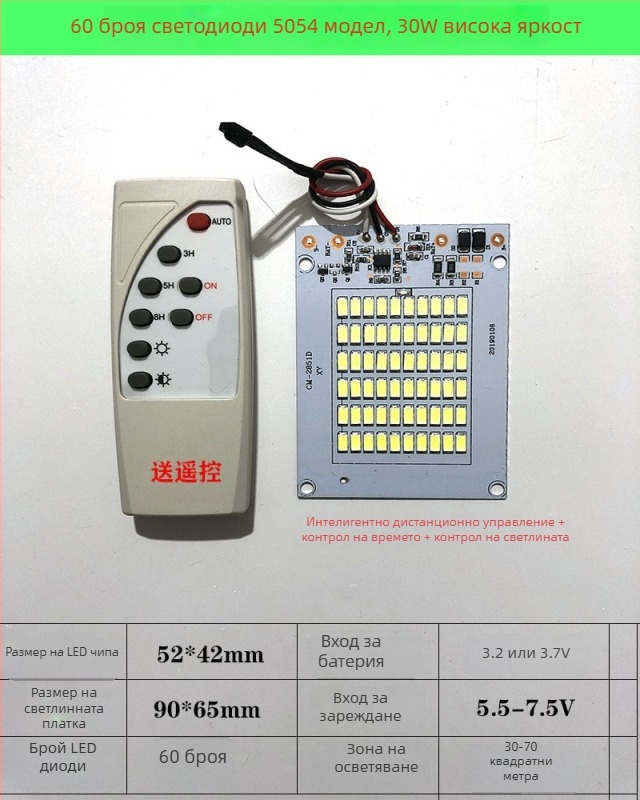 6V слънчев LED панел за осветление — монтажен комплект с 3,2V източник за прожектор и 3,7V интегриран 5054 LED чип